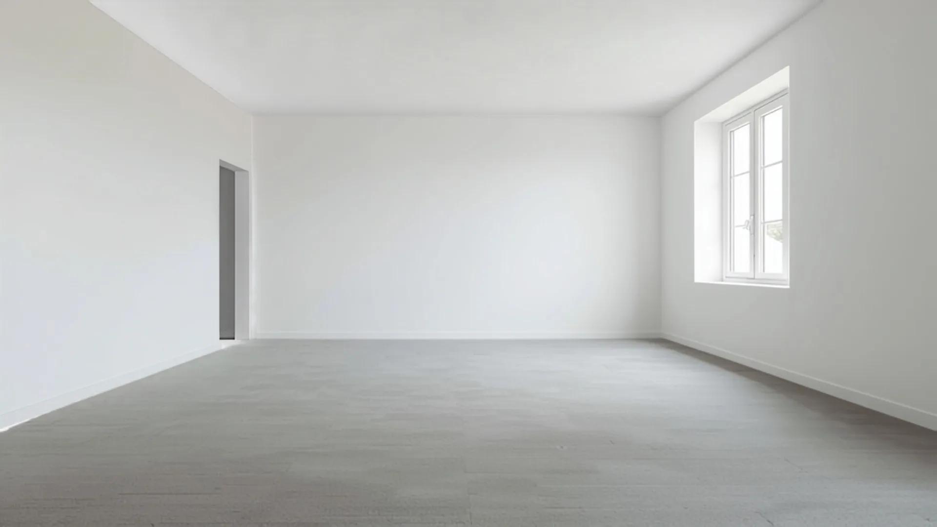 Derselbe Raumtyp nach der Reinigung: gekehrter, staubfreier Estrich, keine Folien und keine Reste, leerer und aufgeräumter Raum